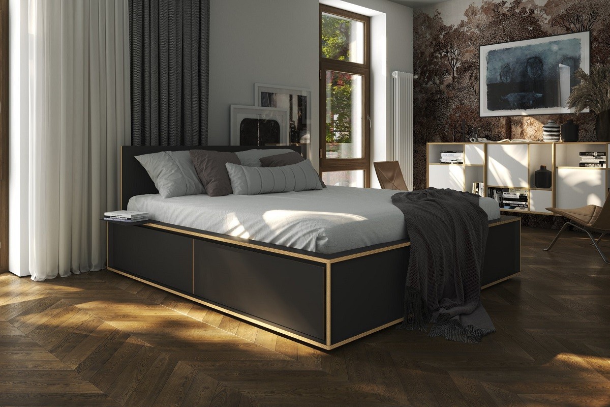 Bett Spaze 160x200 cm schwarz matt